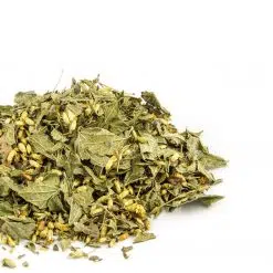 A bundle of dry green and yellow dream herb leaves and flowers